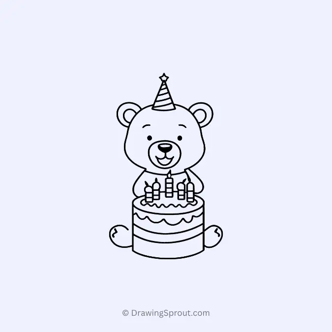 Funny bear celebrating birthday