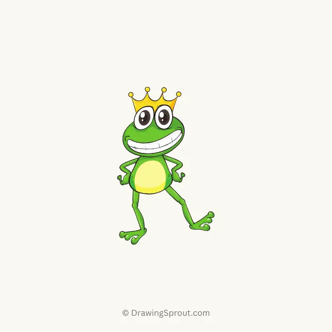 cute frog wearing tiny crown drawing