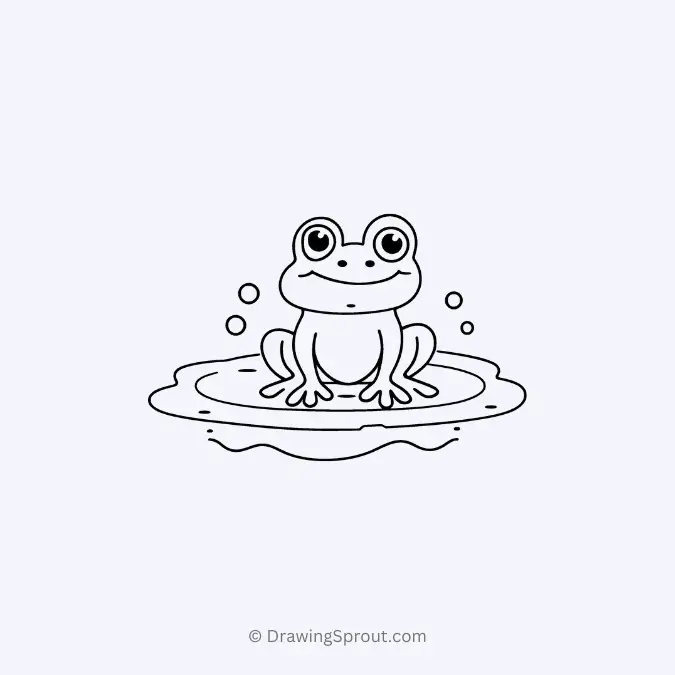 frog playing in a puddle