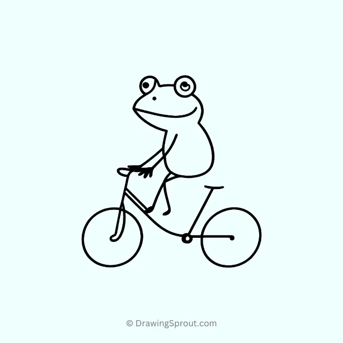 joyful frog riding a bicycle