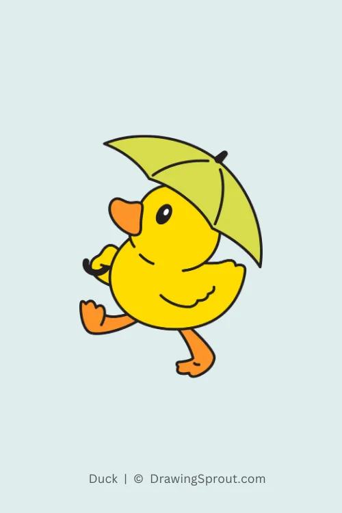 Funny Duck with Umbrella Drawing