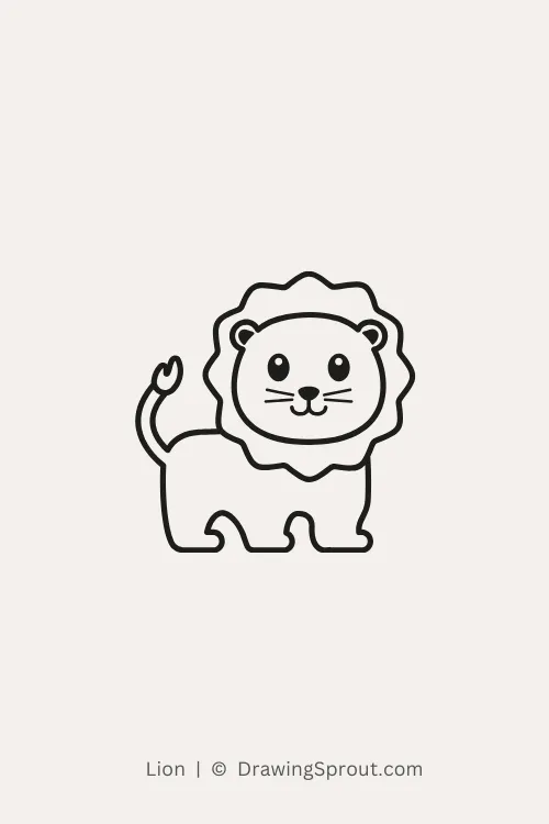 Cute easy lion drawing
