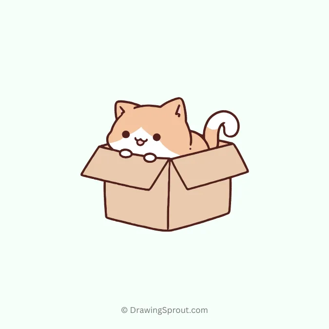 cute kitten peeking out of a box