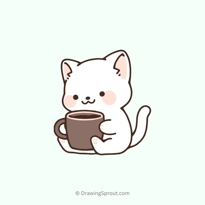 cat holding a cup