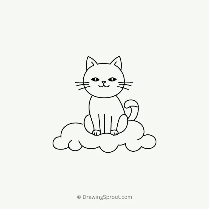 cute cat sitting on a cloud