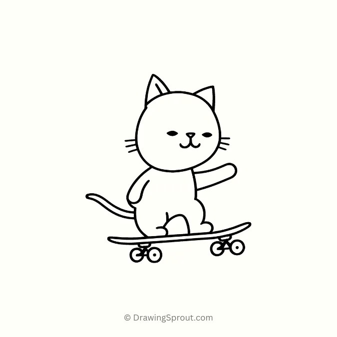 playful cat riding a skateboard