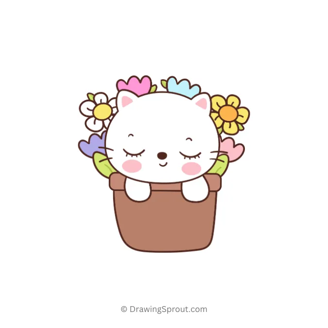 cat in a flower pot