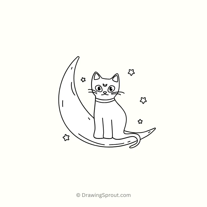 cute cat on a moon