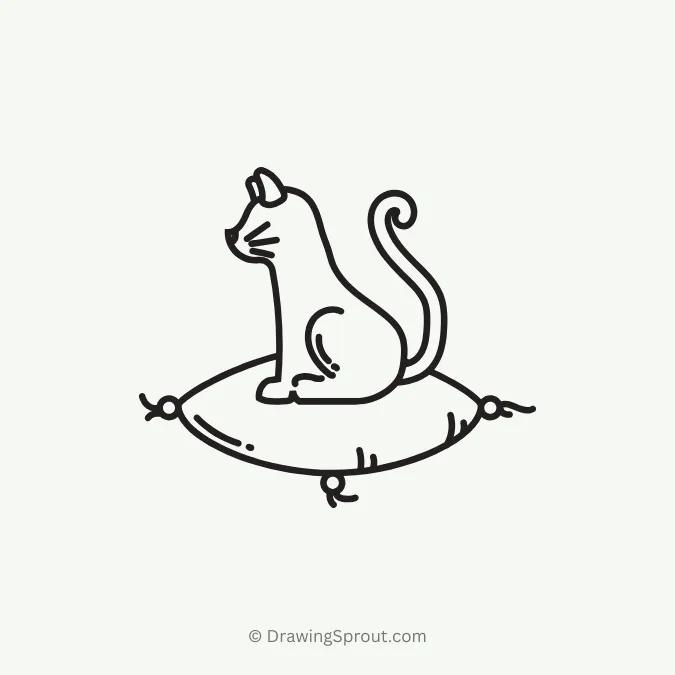 cat sitting on a pillow