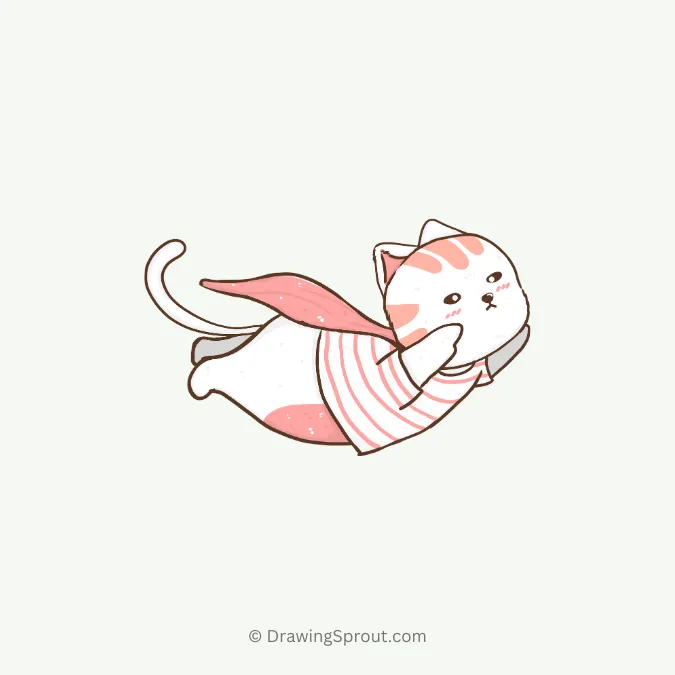 superhero cat drawing, cute flying cat 
