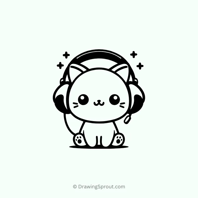 cat wearing headphones